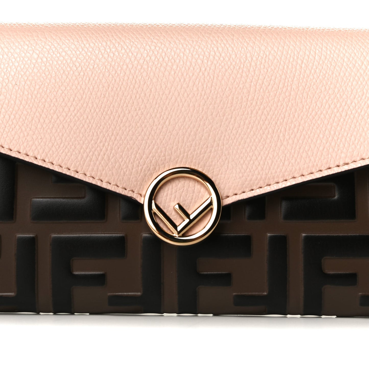 Vitello Cruise F is Fendi Bi-Color FF 1974 Embossed Continental Envelope Wallet On Chain Maya Black Light Rose