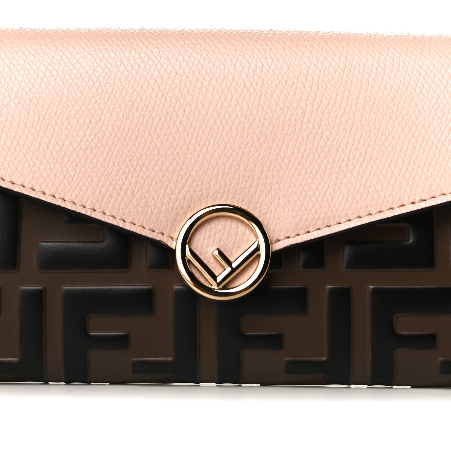 Fendi Vitello Cruise F is Fendi Bi-Color FF 1974 Embossed Continental Envelope Wallet On Chain Maya Black Light Rose 8 of 11