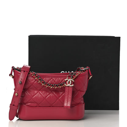 Chanel Aged Calfskin Quilted Small Gabrielle Hobo Dark Pink 11 of 11