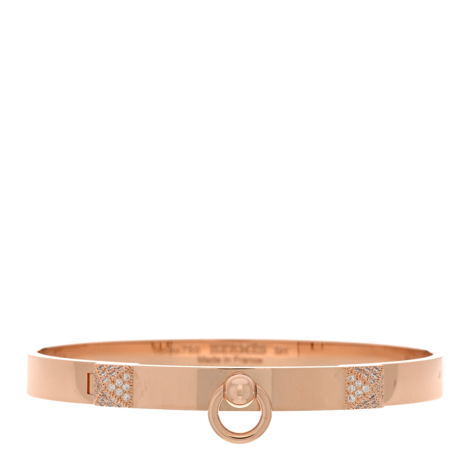 Hermes 18K Rose Gold Diamond PM Collier De Chien Bracelet SH 1 of 3