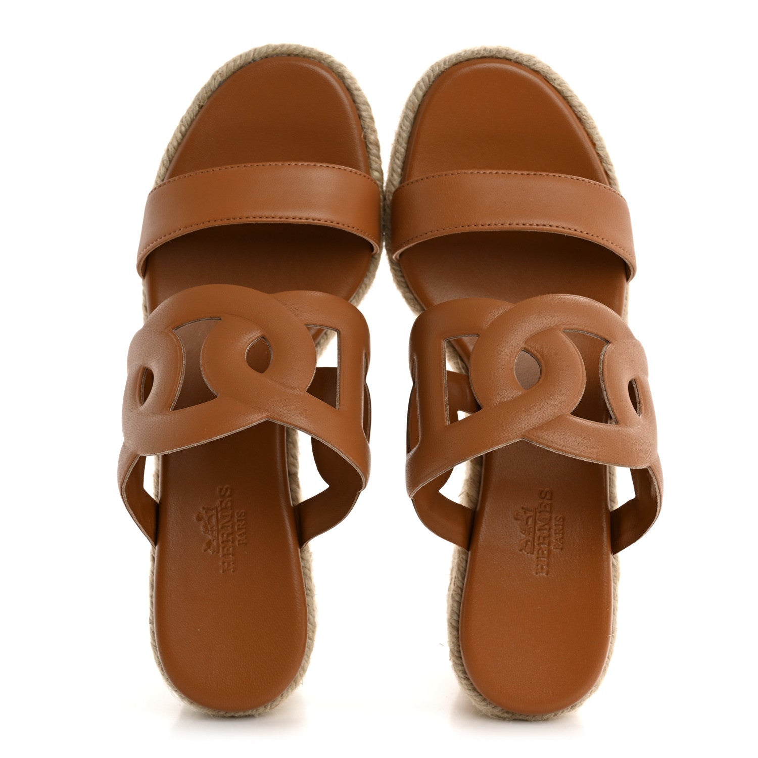 Hermes Nappa Ithea Espadrille Wedge Sandals 35 Naturel 2 of 10