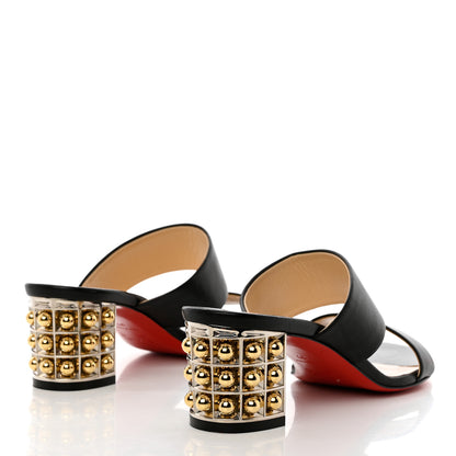 Christian Louboutin Nappa Vasa Opticat 55 Slide Sandals 37 Black Gold 4 of 10