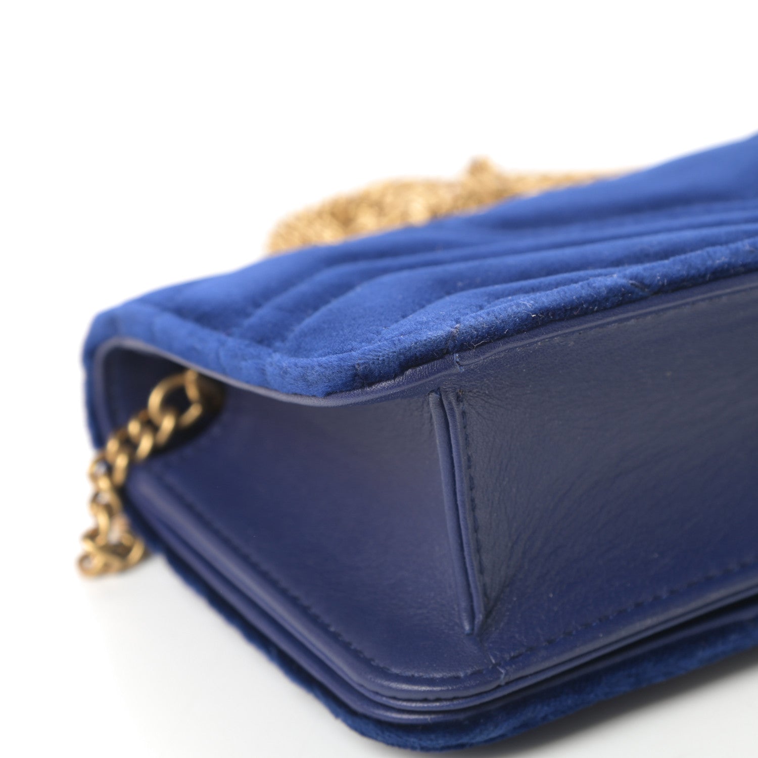 Gucci Velvet Matelasse GG Marmont Mini Bag Cobalt Blue 12 of 13
