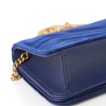 Gucci Velvet Matelasse GG Marmont Mini Bag Cobalt Blue 12 of 13
