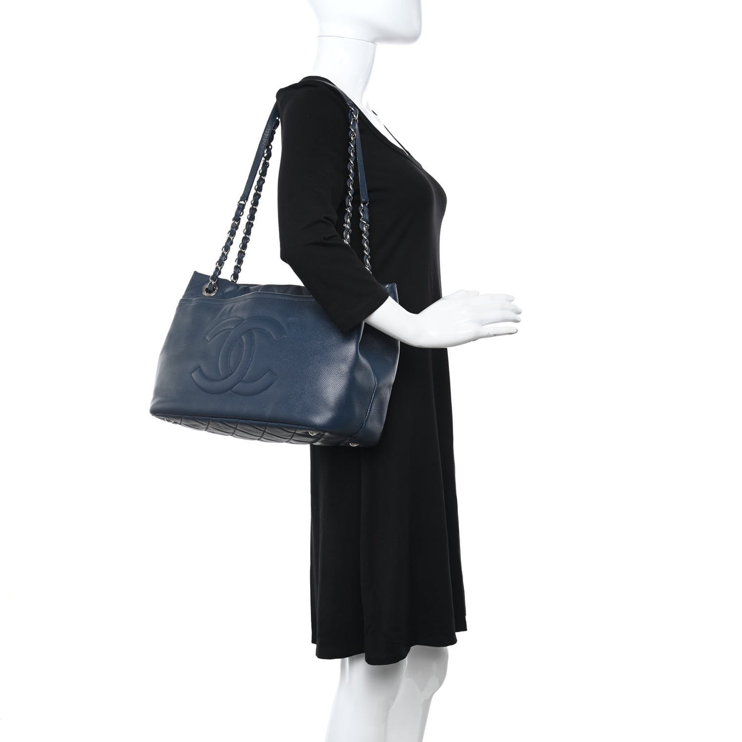 Caviar Timeless CC Soft Tote Navy Blue