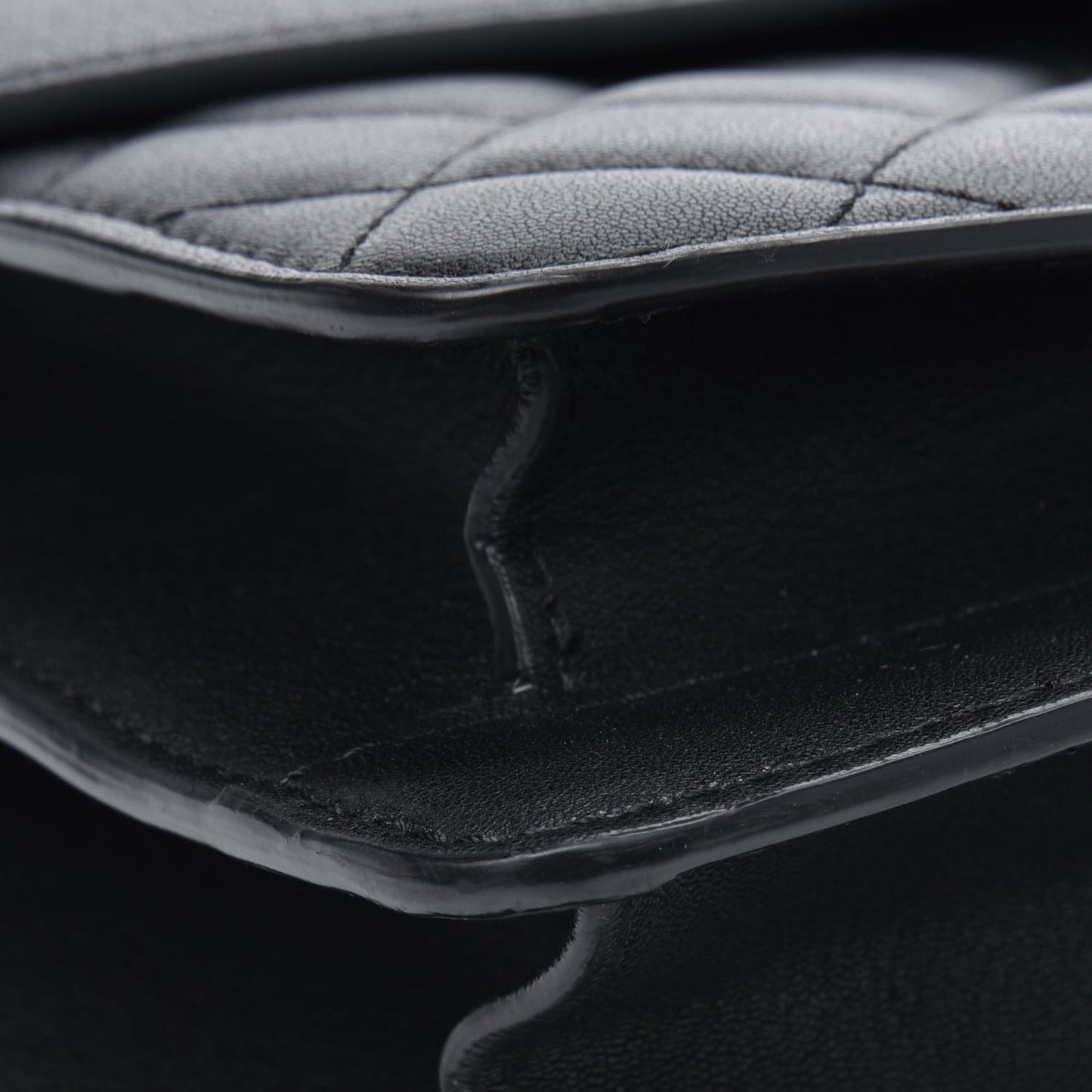 Goatskin Quilted Large CC Box Flap Black