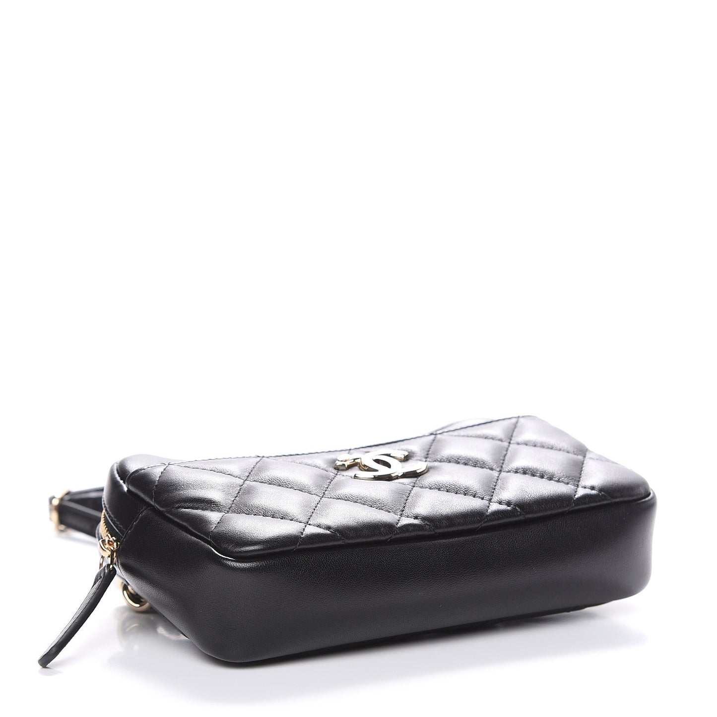 Lambskin Quilted Waist Bag Black