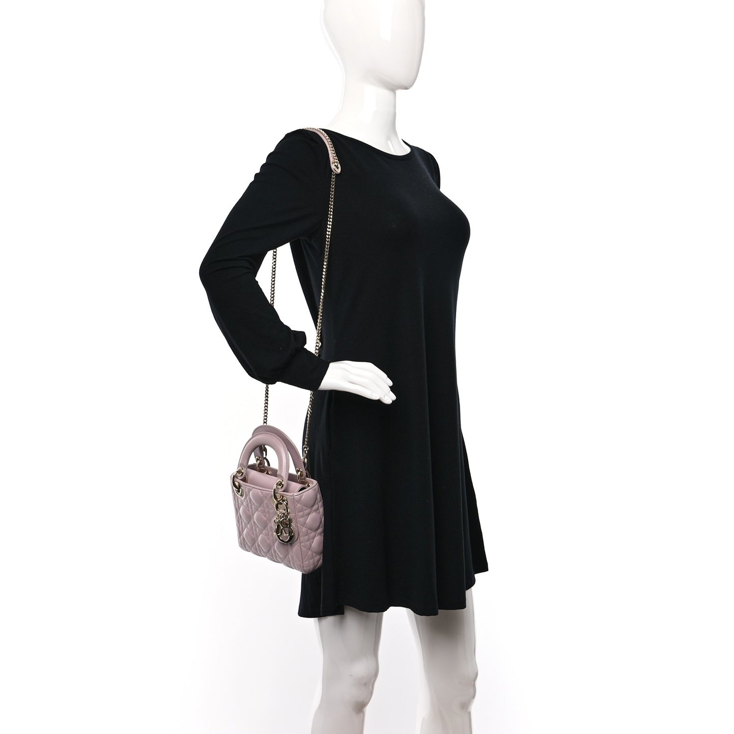 Metallic Lambskin Cannage Mini Lady Dior Lotus