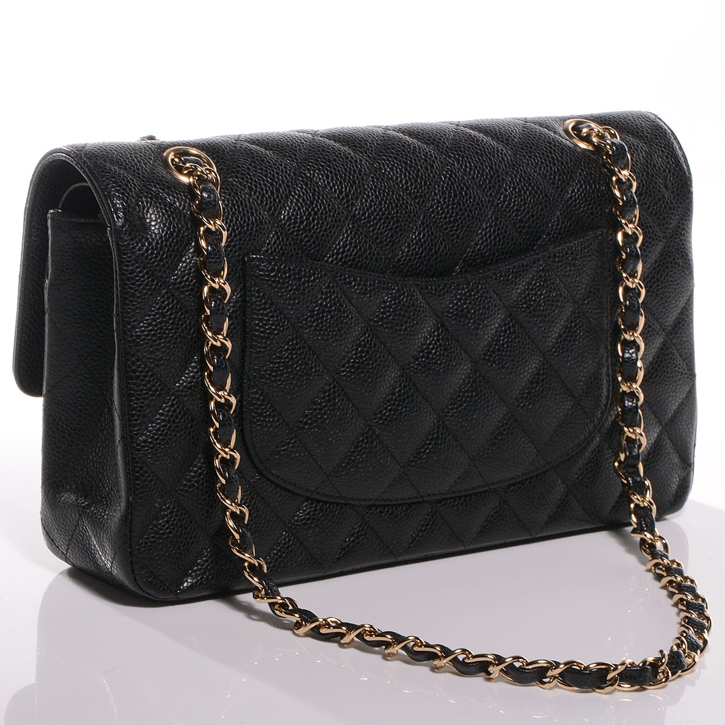 Caviar Quilted Medium Double Flap Black