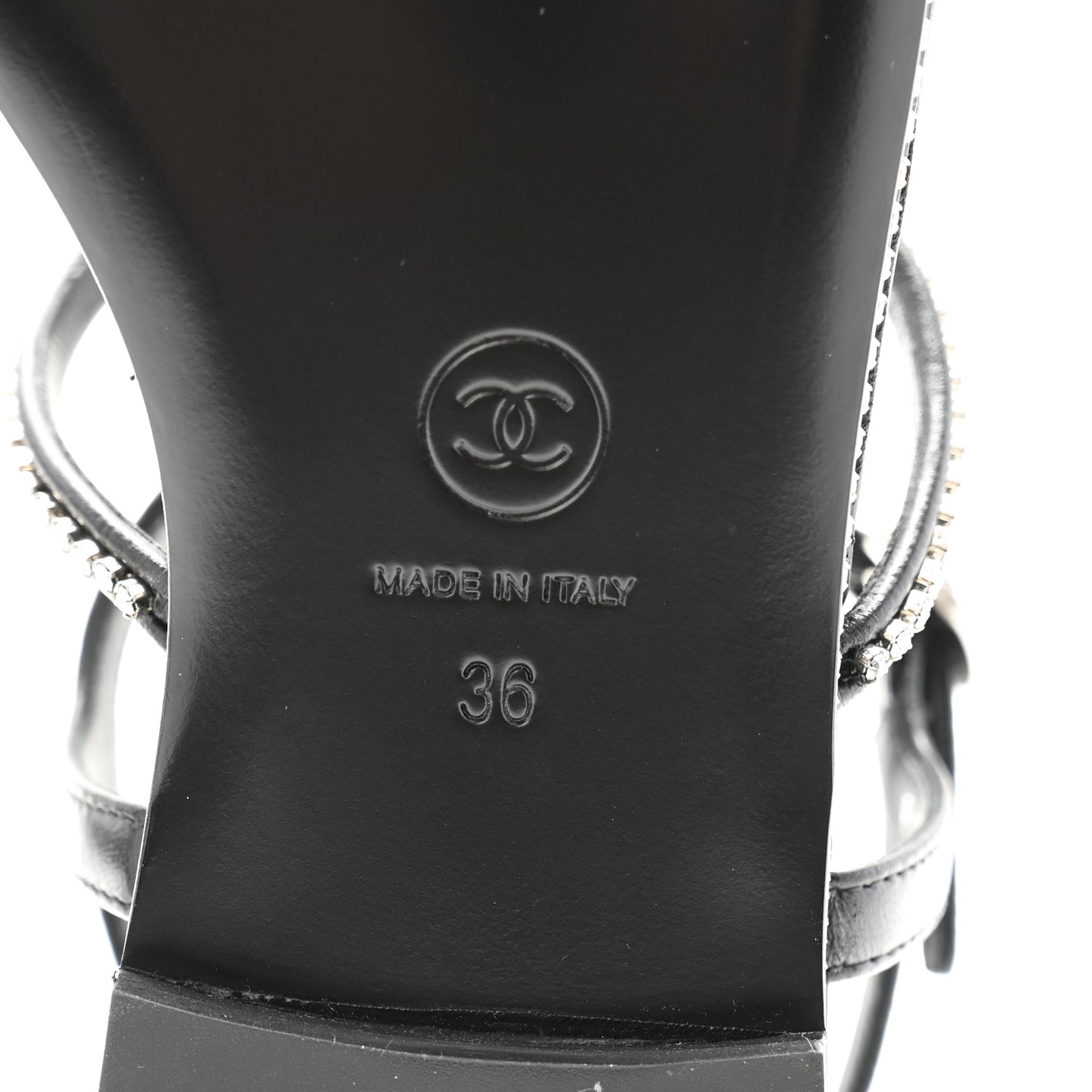 Lambskin Strass CC Thong Sandals 36 Black
