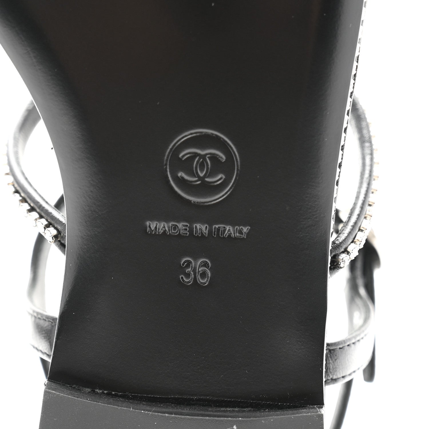 Chanel Lambskin Strass CC Thong Sandals 36 Black 7 of 9