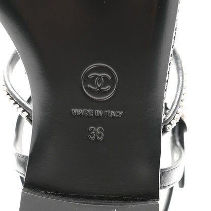 Chanel Lambskin Strass CC Thong Sandals 36 Black 7 of 9