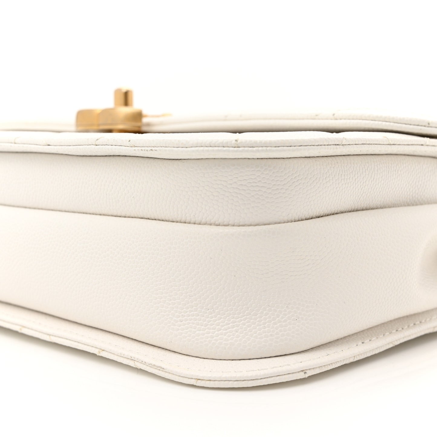 Caviar Quilted Small Top Handle Flap White