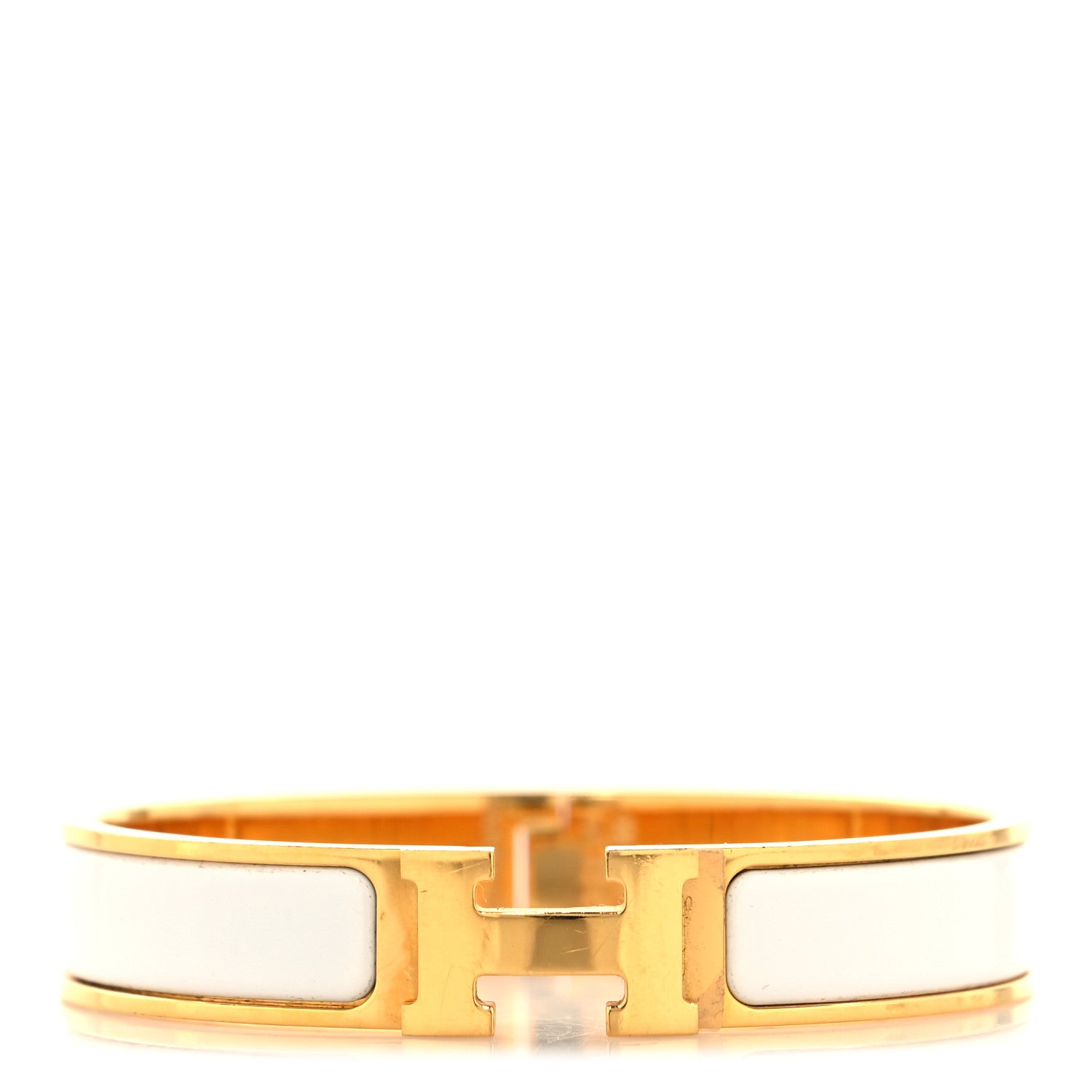 Hermes Enamel Narrow Clic Clac H Bracelet GM White 1 of 10