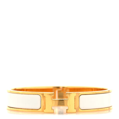 Hermes Enamel Narrow Clic Clac H Bracelet GM White 1 of 10