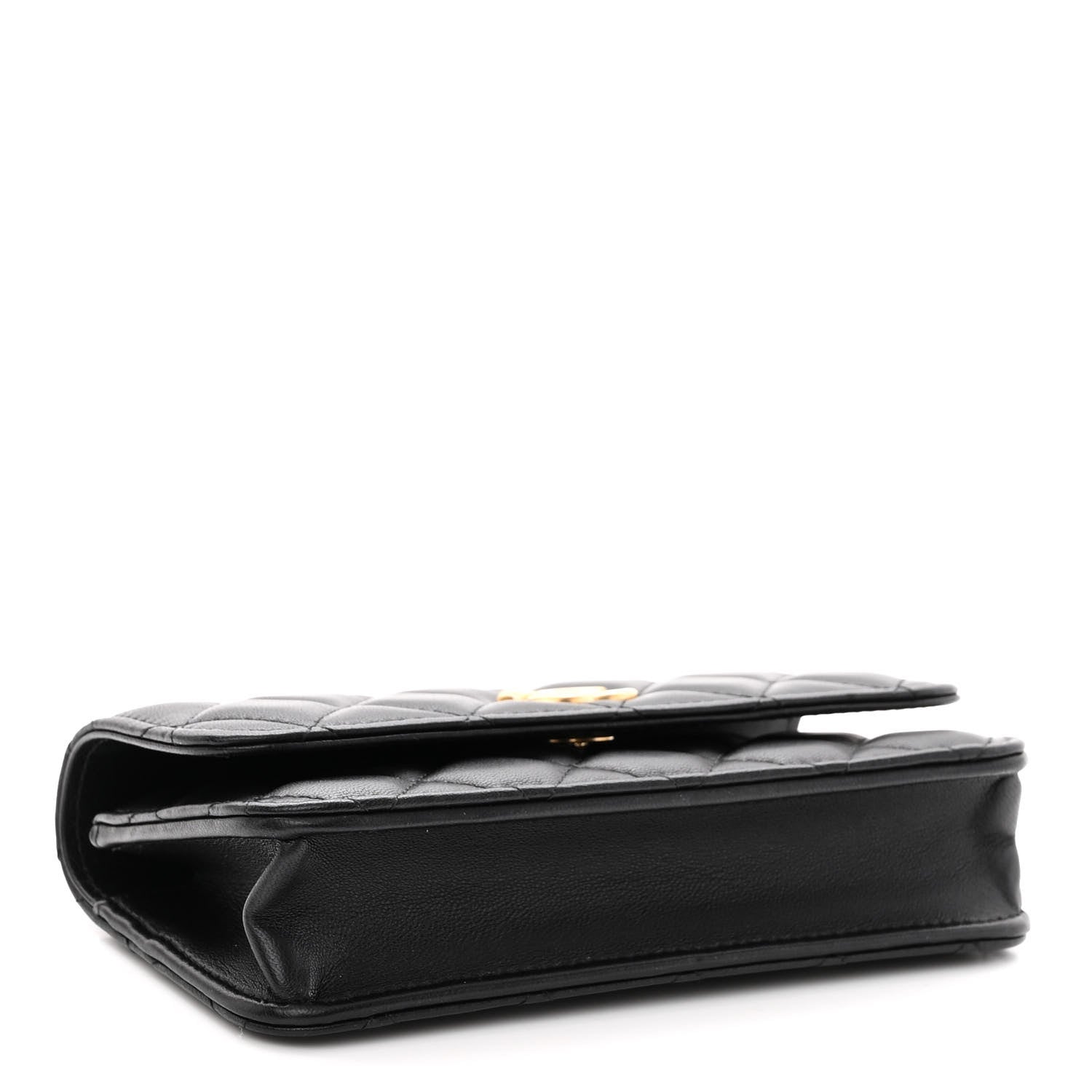 Chanel Lambskin Quilted Sweet Camellia Flap Phone Holder With Chain Black 4 of 11