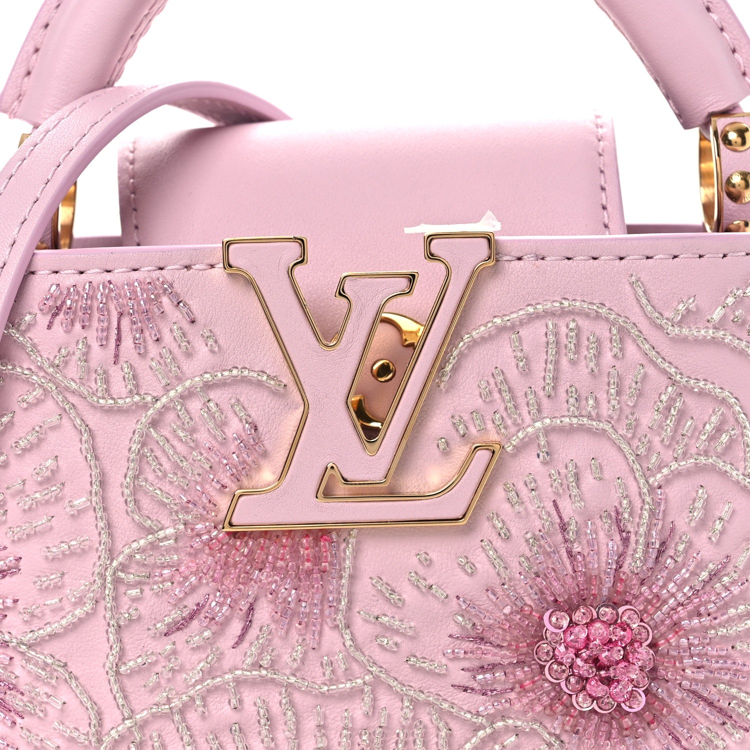 Louis Vuitton Calfskin Embroidered Nano Capucines Guimauvre Pink 9 of 23
