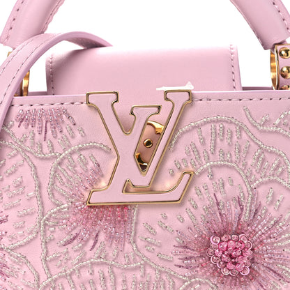 Louis Vuitton Calfskin Embroidered Nano Capucines Guimauvre Pink 9 of 23