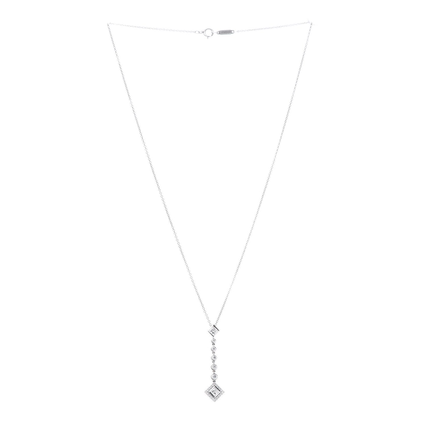 Platinum Diamond Grace Drop Pendant Necklace