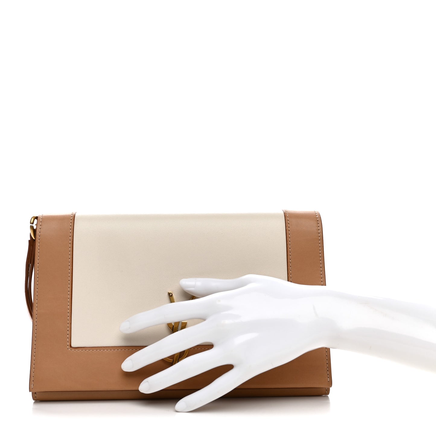 Nappa Calfskin Two-Toned Monogram Pouch Alabastro Natural Tan