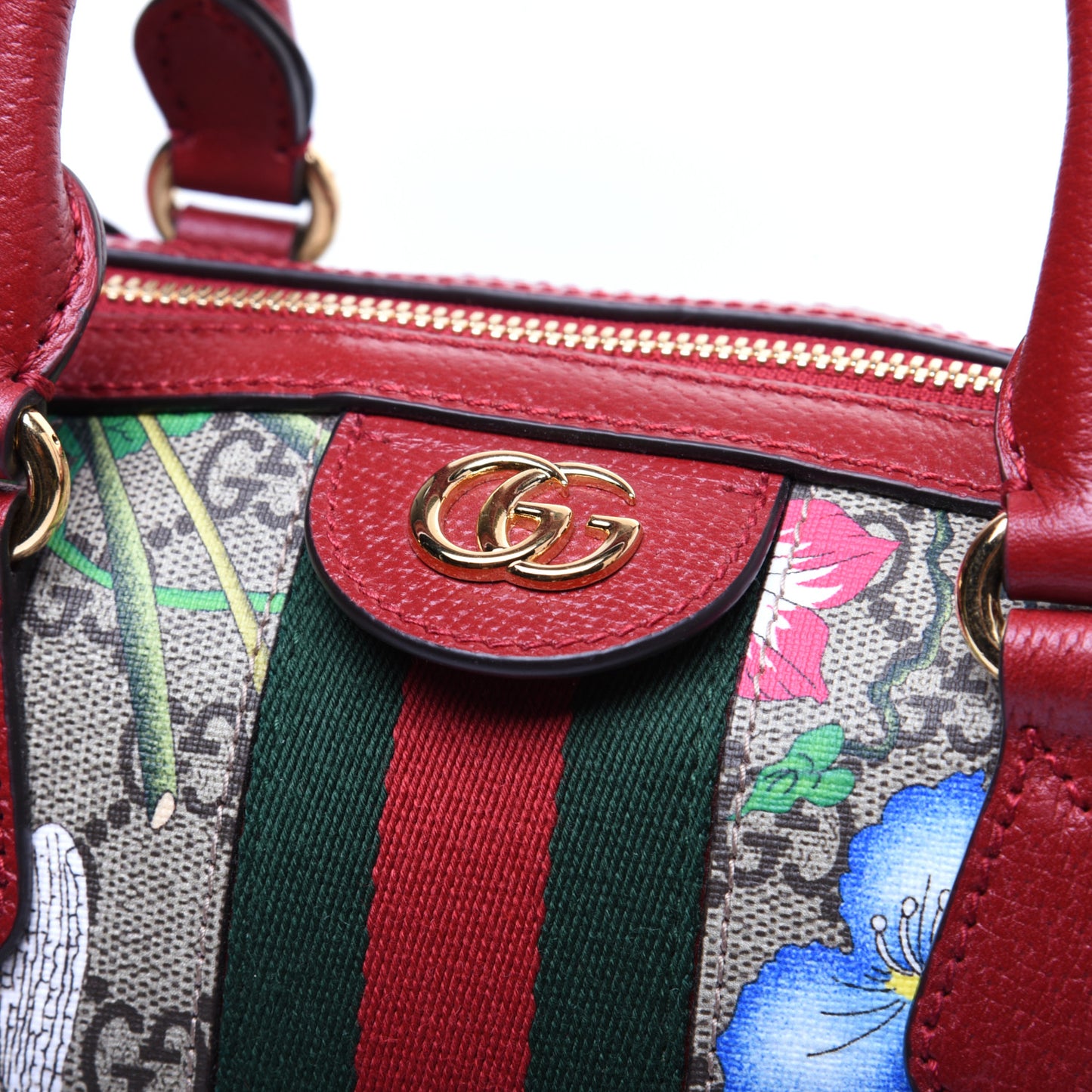 GG Supreme Monogram Flora Web Medium Ophidia Boston Red