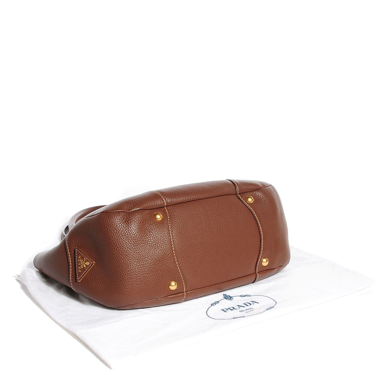 Prada Vitello Daino Pushlock Tote Tobacco 4 of 12