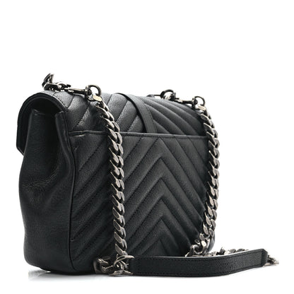 Saint Laurent Sheepskin Matelasse Chevron Monogram Medium College Bag Black 3 of 9