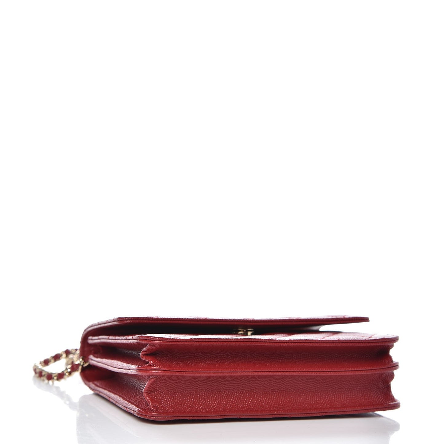 Caviar Quilted Square Wallet On Chain WOC Dark Red