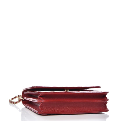 Chanel Caviar Quilted Square Wallet On Chain WOC Dark Red 4 of 9