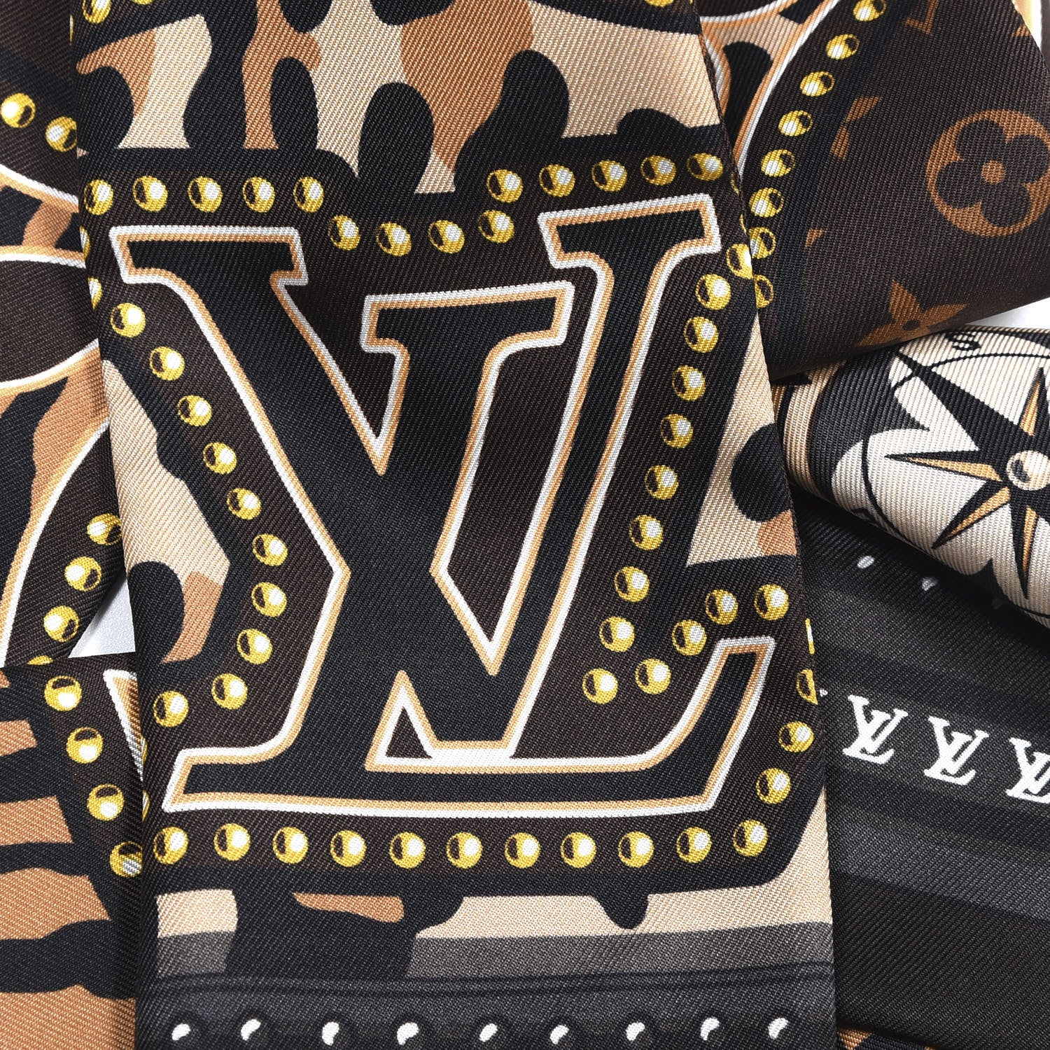 Louis Vuitton Silk Monogram LV World Bandeau Brown 2 of 3