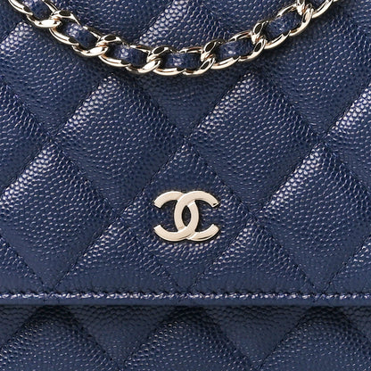 Chanel Caviar Quilted Wallet on Chain WOC Navy Blue 9 of 12