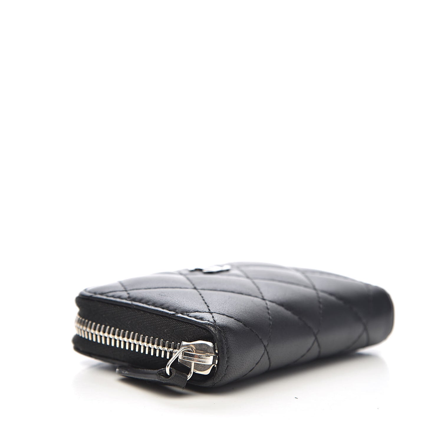 Lambskin Quilted Zip Coin Purse Black