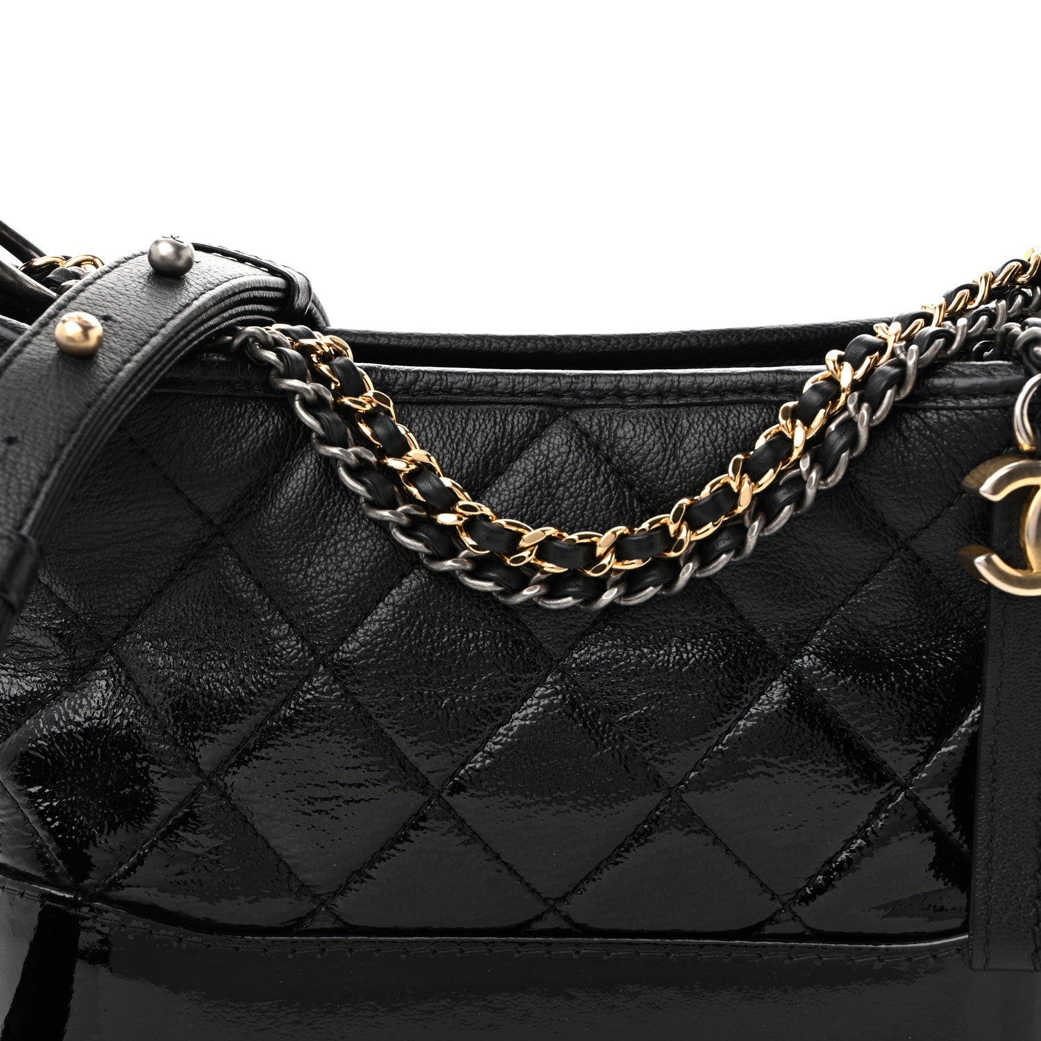 Chanel Patent Goatskin Quilted Small Gabrielle Hobo Black 8 of 9