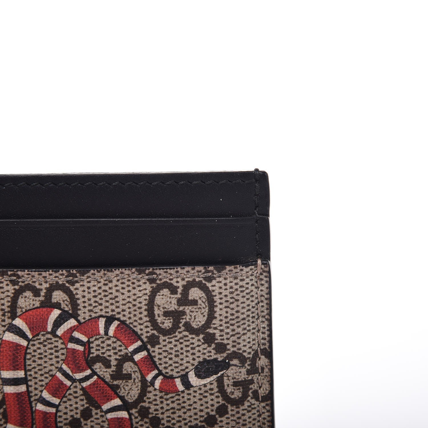 Gucci GG Supreme Monogram Kingsnake Card Holder Beige Black 7 of 12