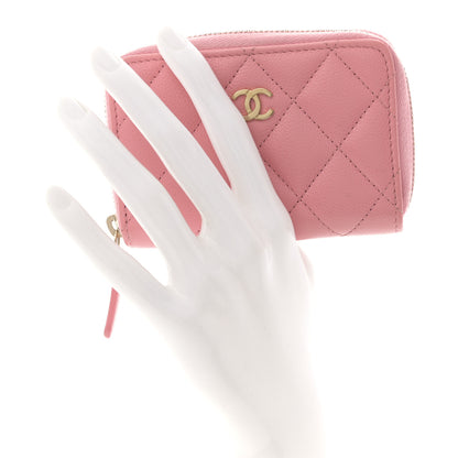 Chanel Caviar Quilted Zip Coin Purse Pink 2 of 8