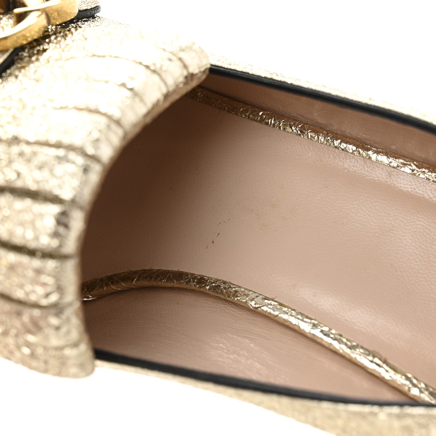 Gucci Galassia GG Marmont Fringe 50mm Loafer Pumps 39 Platino