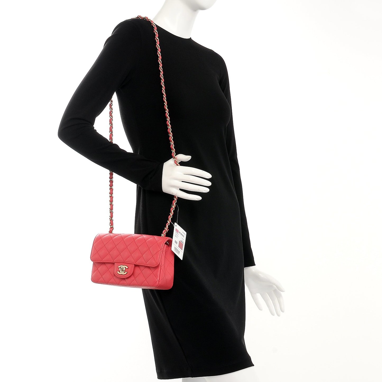 Caviar Quilted Mini Rectangular Flap Dark Pink