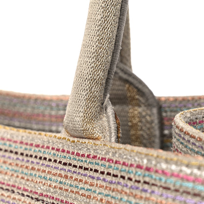 Christian Dior Canvas Embroidered Medium Stripes Book Tote Beige Multicolor 15 of 15