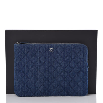 Chanel Denim Quilted Medium Cosmetic Case Blue 10 of 10