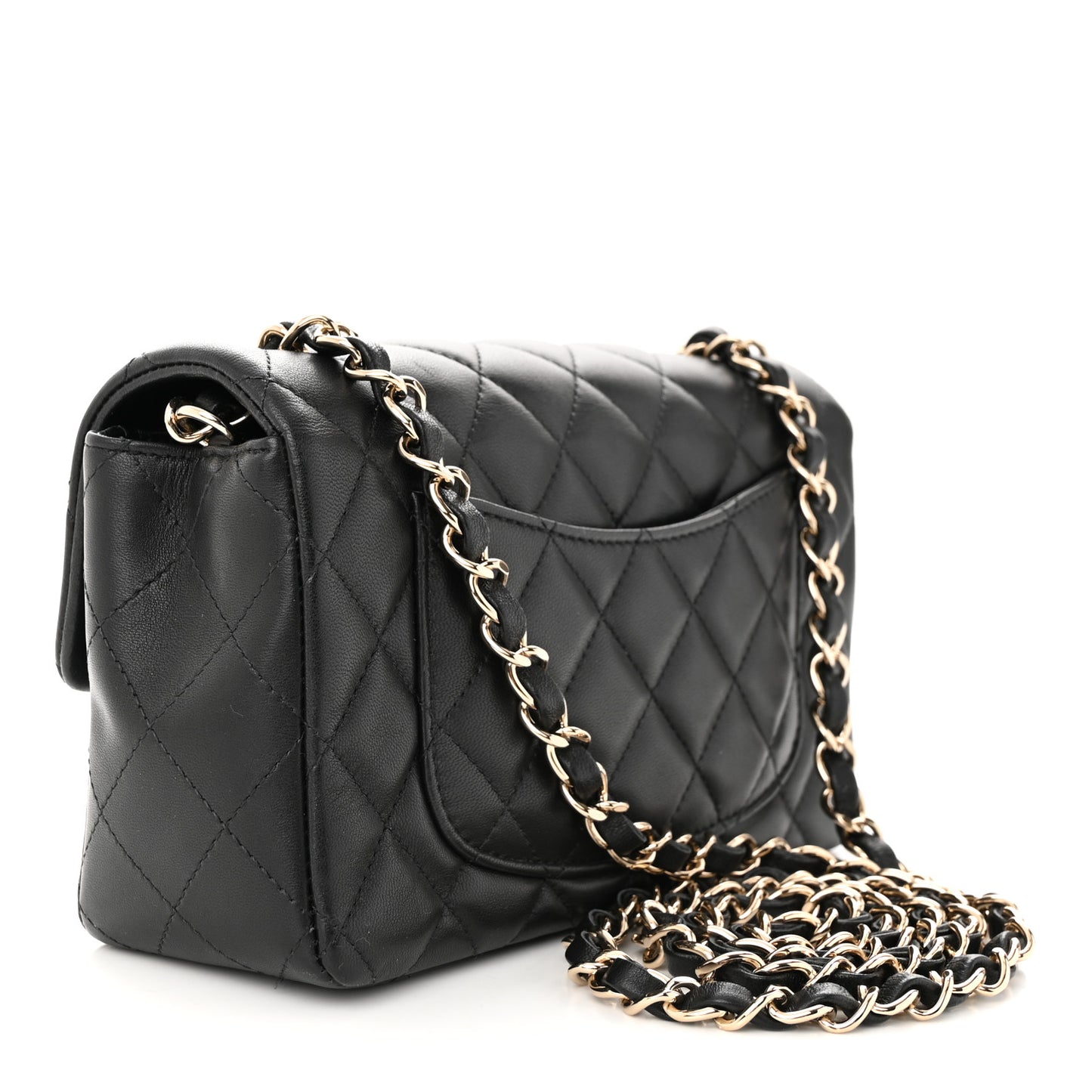 Lambskin Quilted Mini Rectangular Flap Black