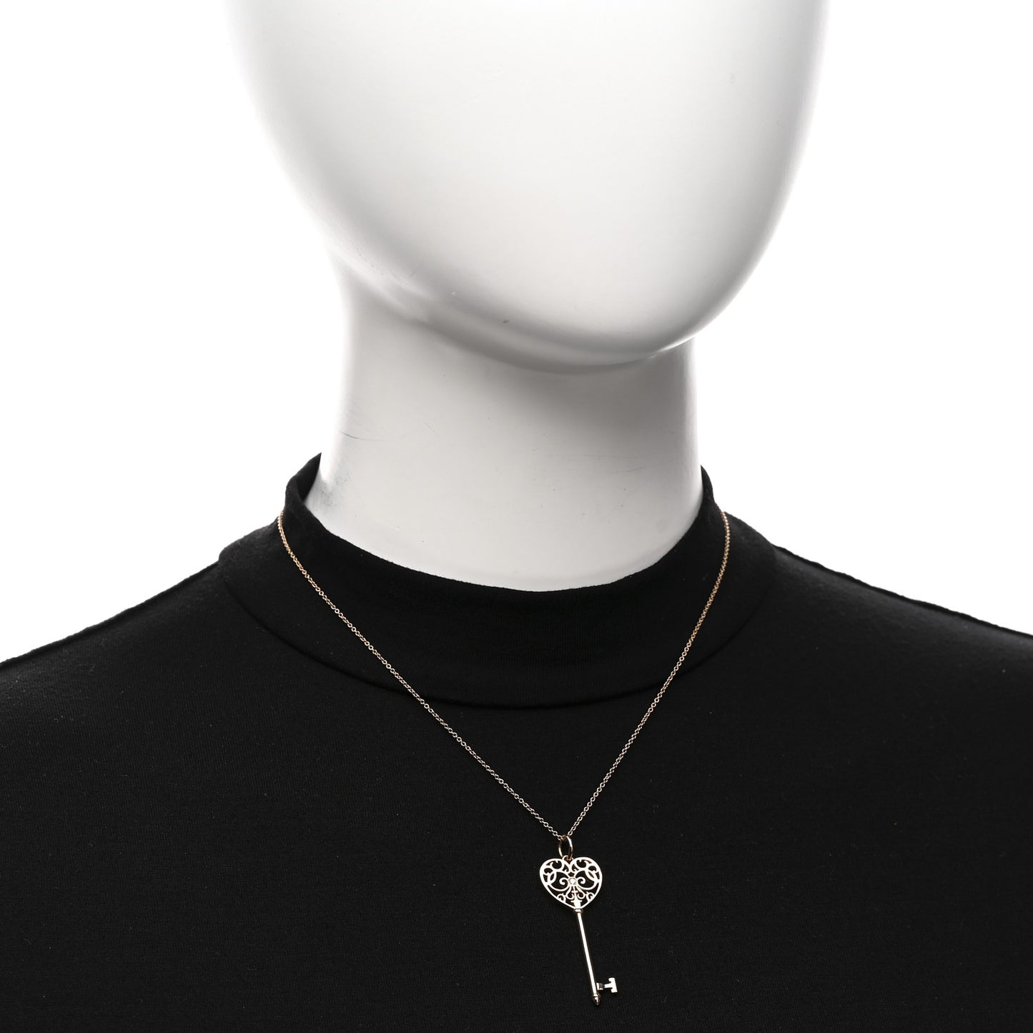 18K Rose Gold Diamond Enchant Heart Key Pendant Necklace