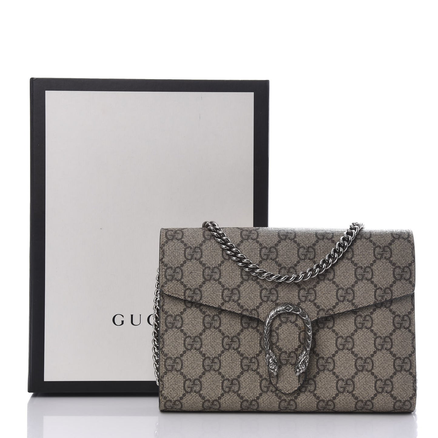 GG Supreme Monogram Mini Dionysus Chain Wallet Beige Taupe
