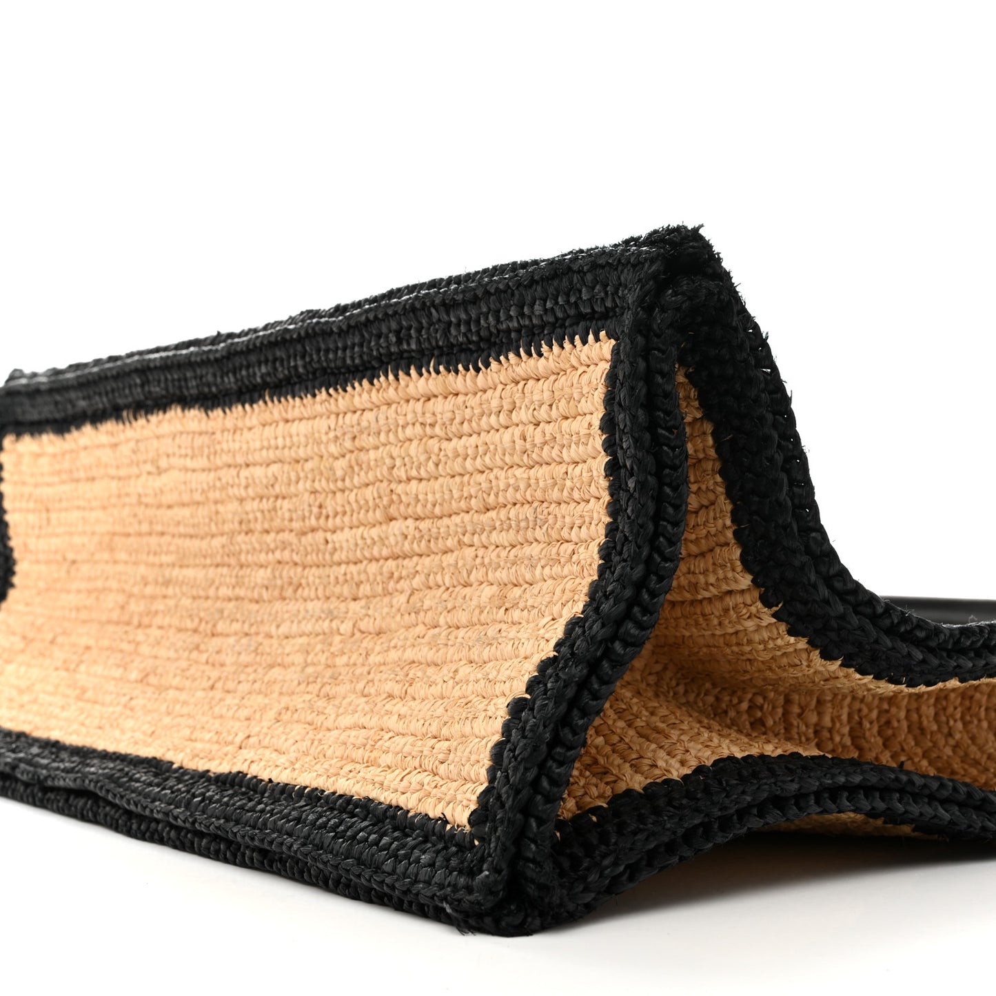 Raffia Calfskin Rive Gauche Tote Naturale Black