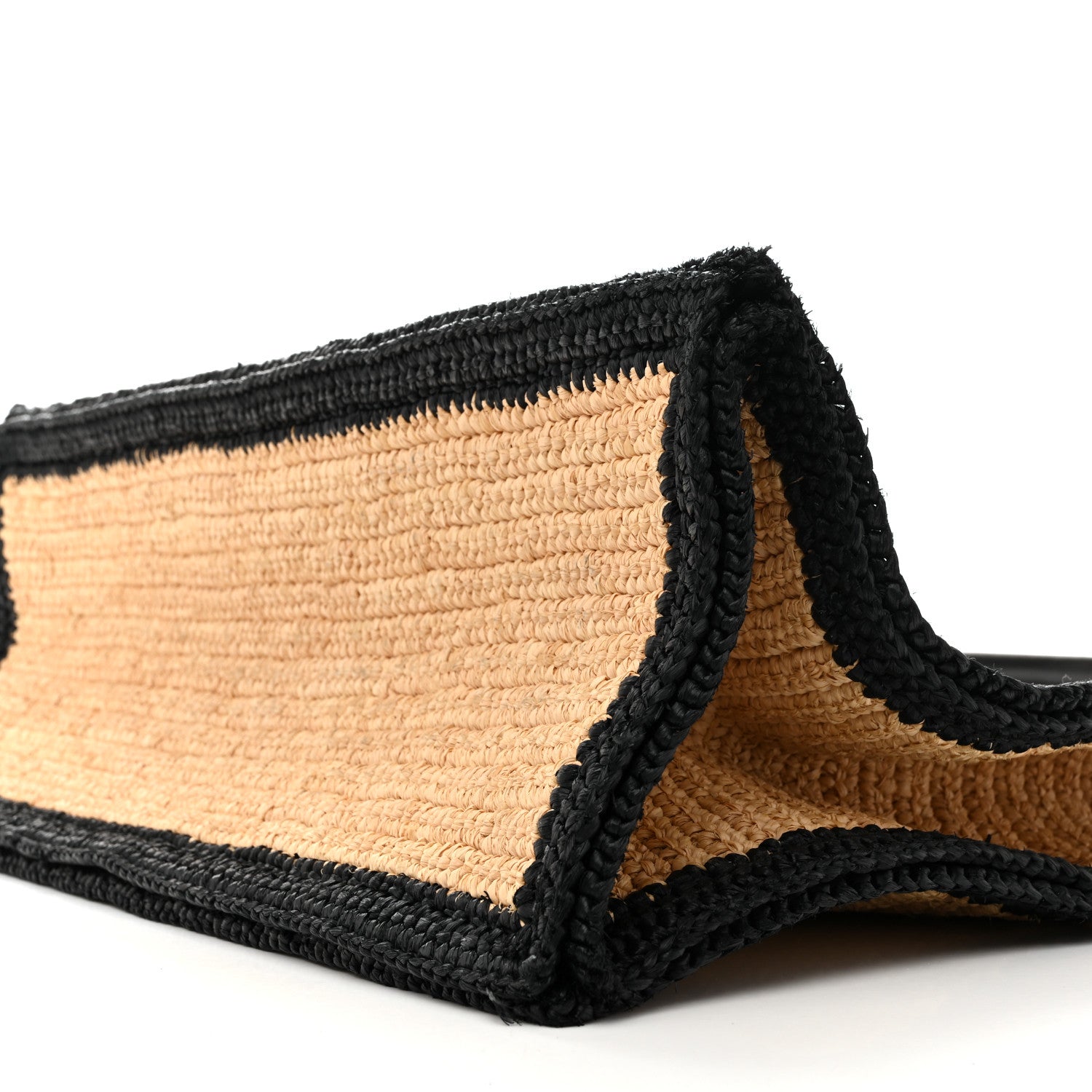 Saint Laurent Raffia Calfskin Rive Gauche Tote Naturale Black 10 of 14