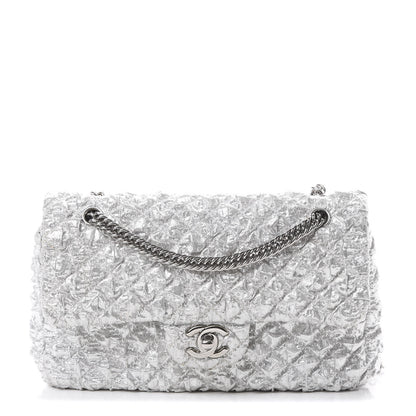 Chanel Metallic Lame Quilted Small Double Flap Silver 1 of 12