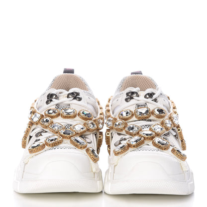 Gucci X SEGA Mesh Calfskin Suede Removable Crystals Womens Flashtrek Sneakers 36 Great White 2 of 10