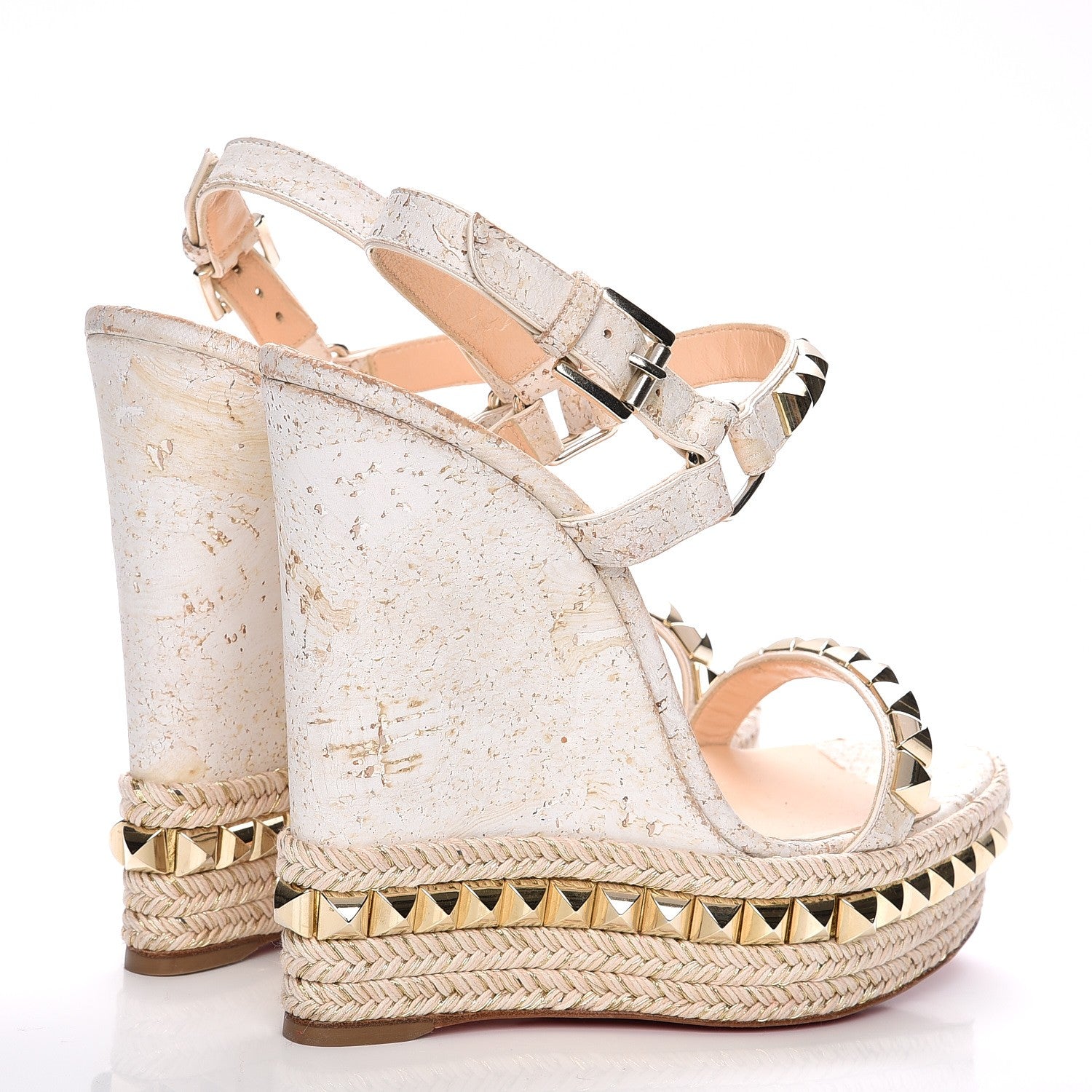 Christian Louboutin Cork Cataclou 140 Wedge Sandals 40 Off White 3 of 7