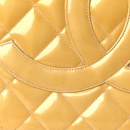 Chanel Patent Quilted Medallion Tote Yellow 26 of 32