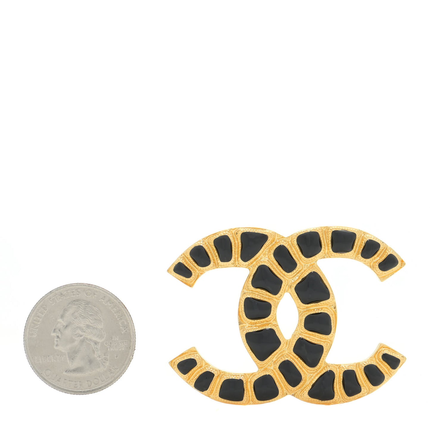 Gripoix Poured Glass Along The Nile CC Brooch Black Gold