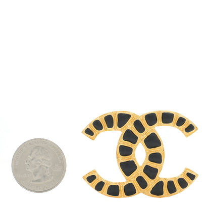 Chanel Gripoix Poured Glass Along The Nile CC Brooch Black Gold 2 of 5